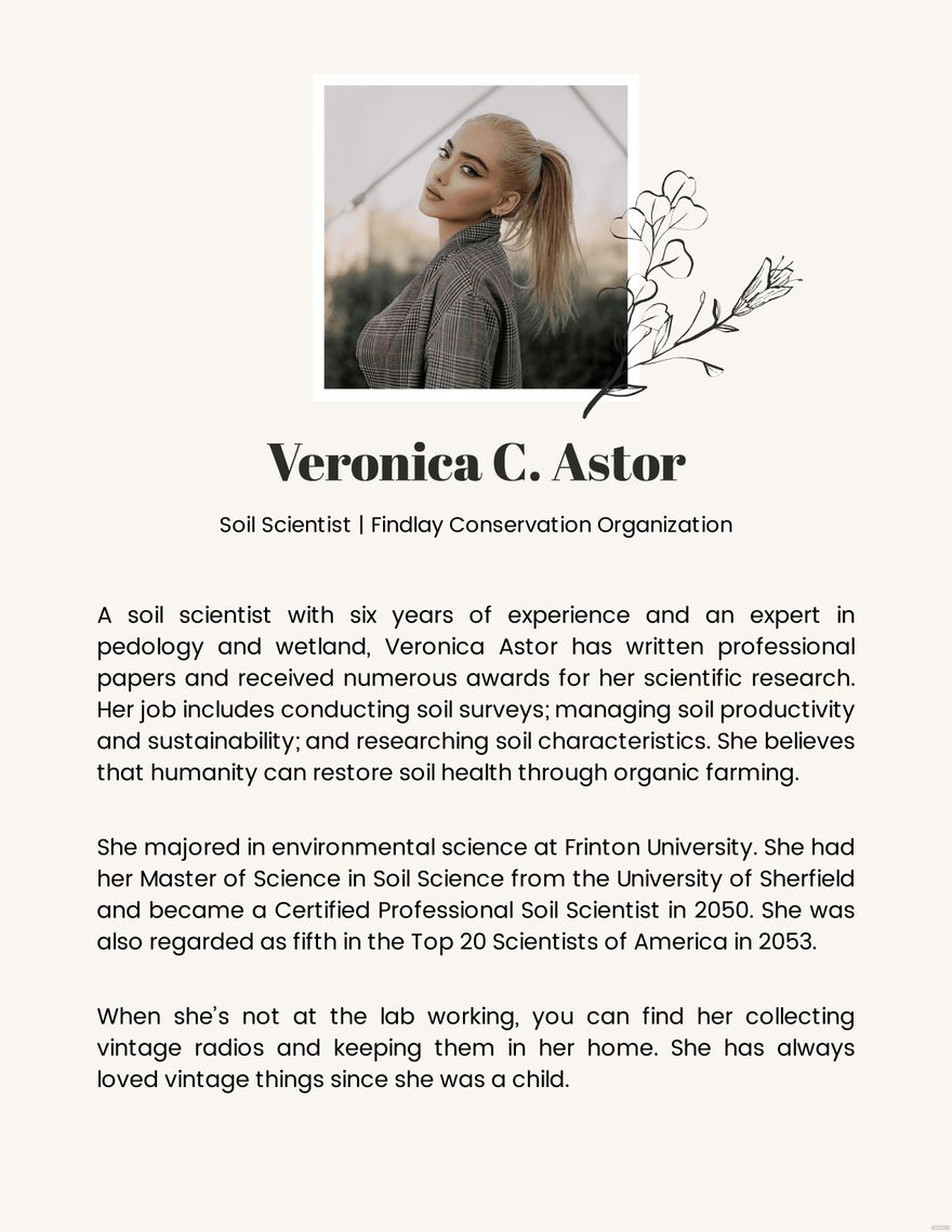 Professional Bio Template For Actor In Word Download Template