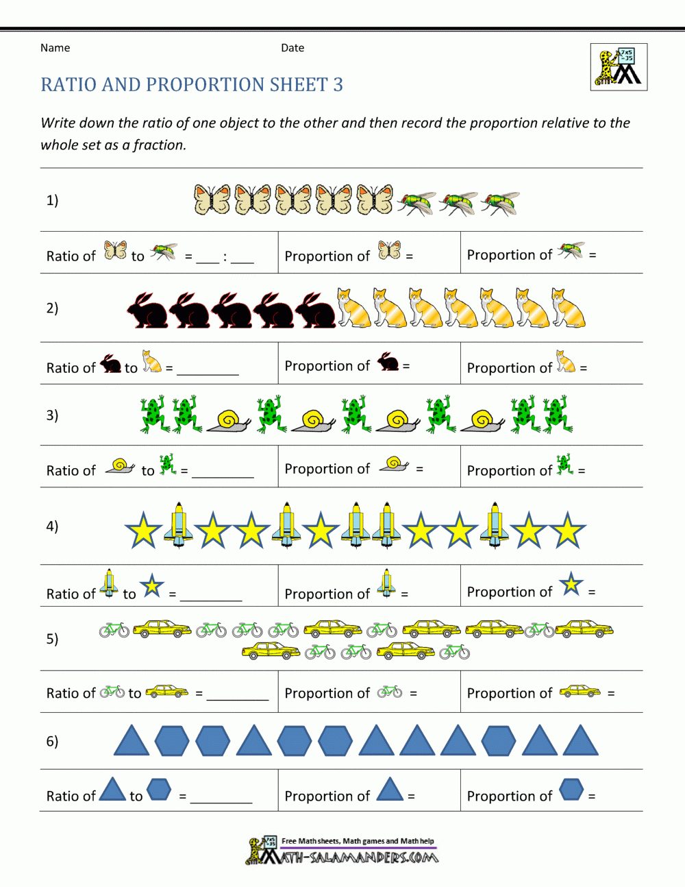 6th grade ratio worksheets