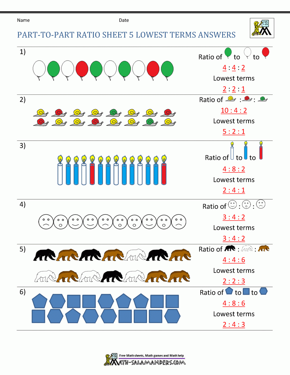 ratio worksheets grade 6 pdf