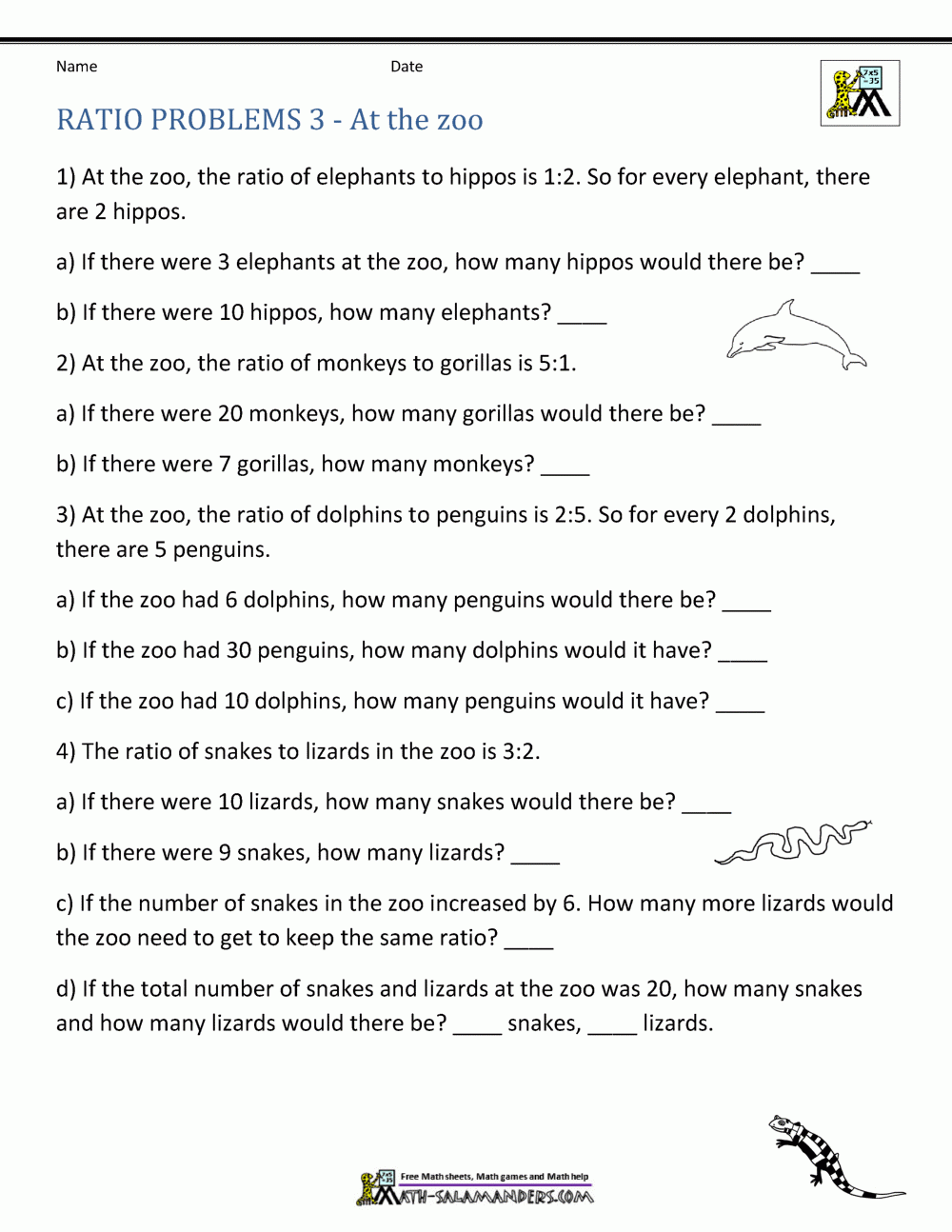 grade 6 ratio worksheets
