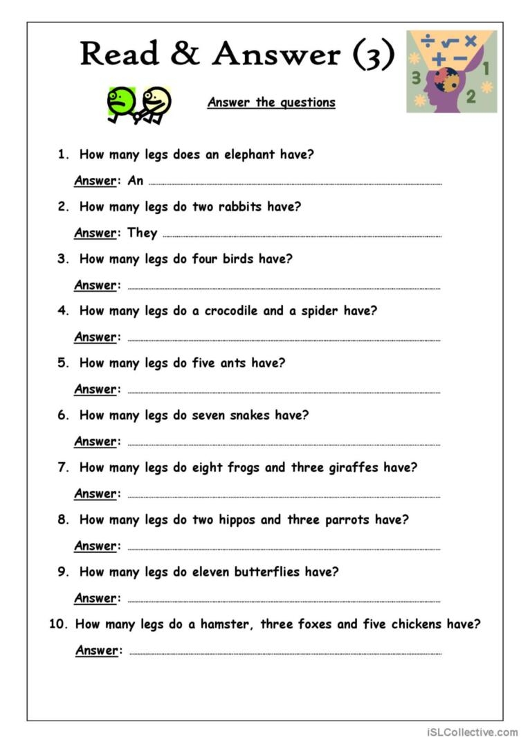 Read Answer 3 Answer Th English ESL Worksheets Pdf Doc