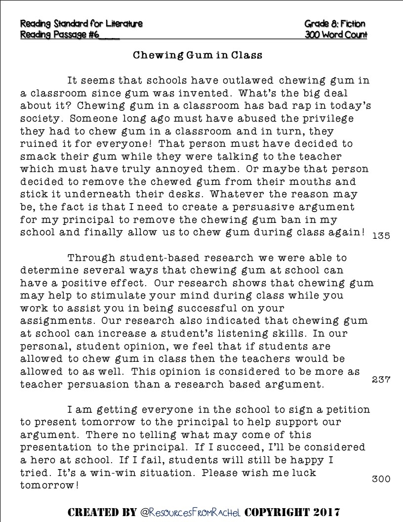 reading comprehension worksheets 8th grade