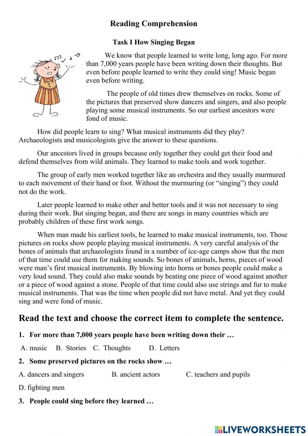 Reading Comprehension Online Exercise For Grade 8 Live Worksheets Worksheets Library