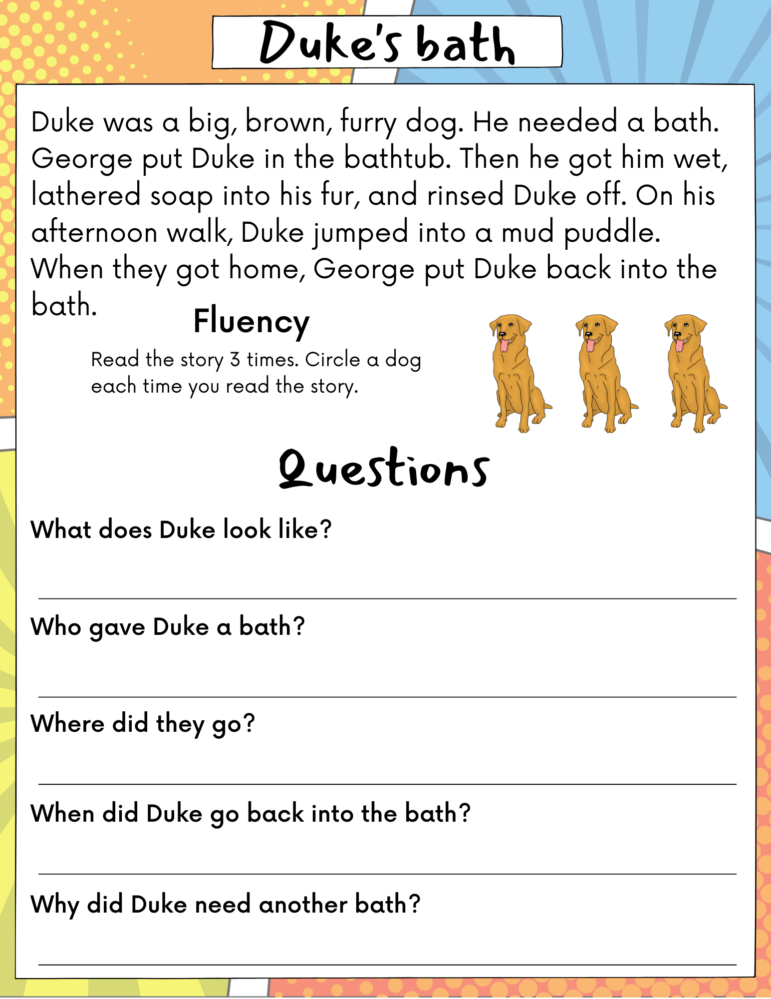 reading comprehension worksheets 3rd grade