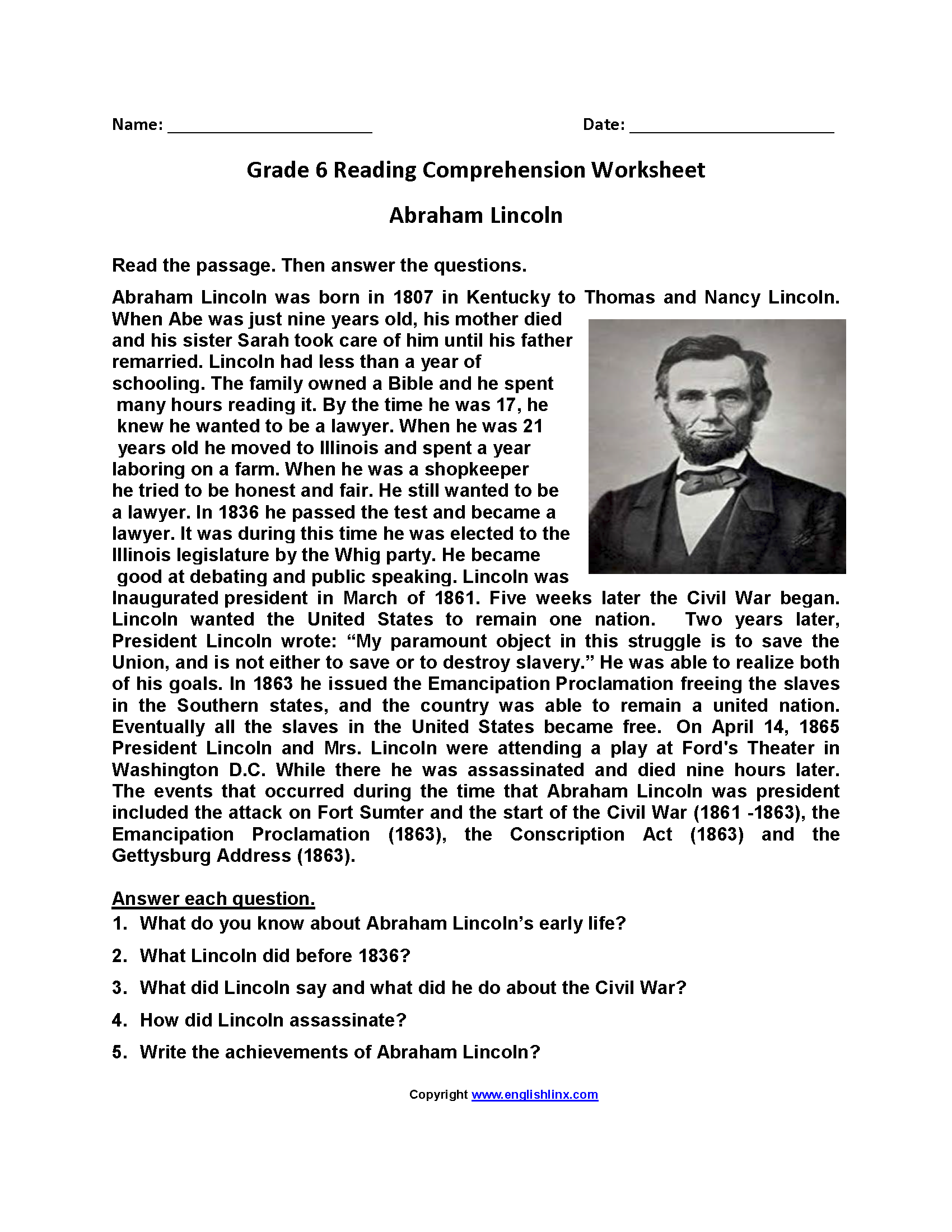 Reading Worksheets