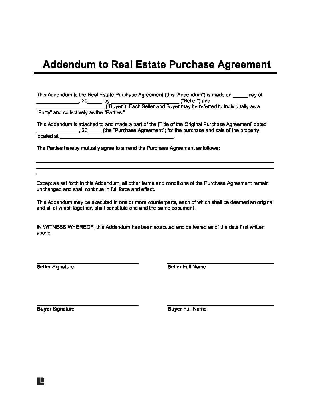 Real Estate Addendum Template Printable Alphabet Charts