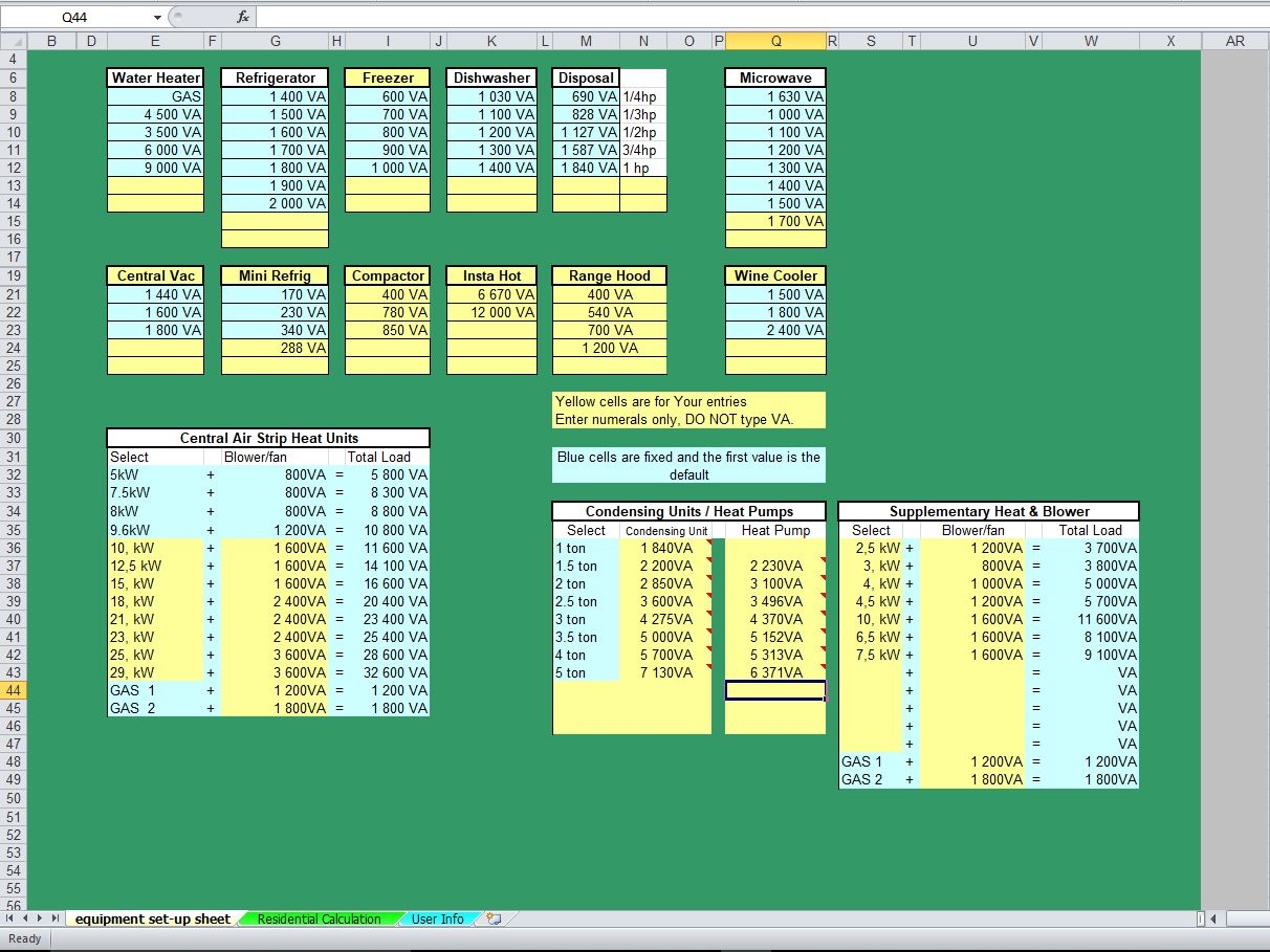 Residential Load Calculation Spreadsheet Eloquens