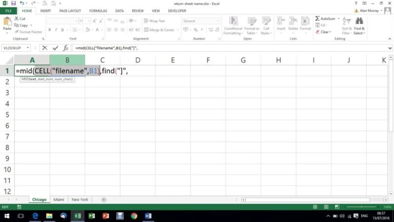 Return Sheet Name Into A Cell Excel Formula YouTube