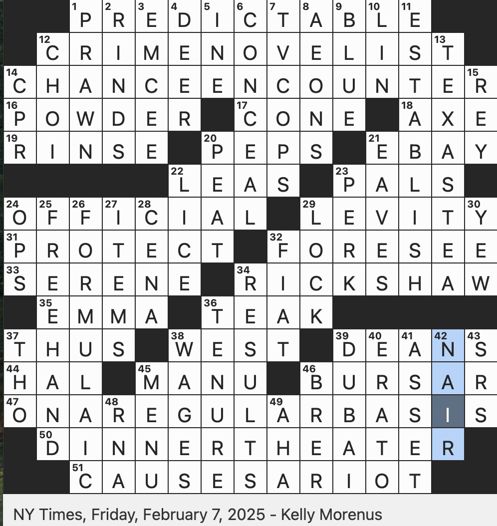 Rex Parker Does The NYT Crossword Puzzle Like The Ending Of A Typical Rom com FRI 2 7 25 Oil Slangily Parasite Actor Woo shik Tree With Red Berrylike Fruit