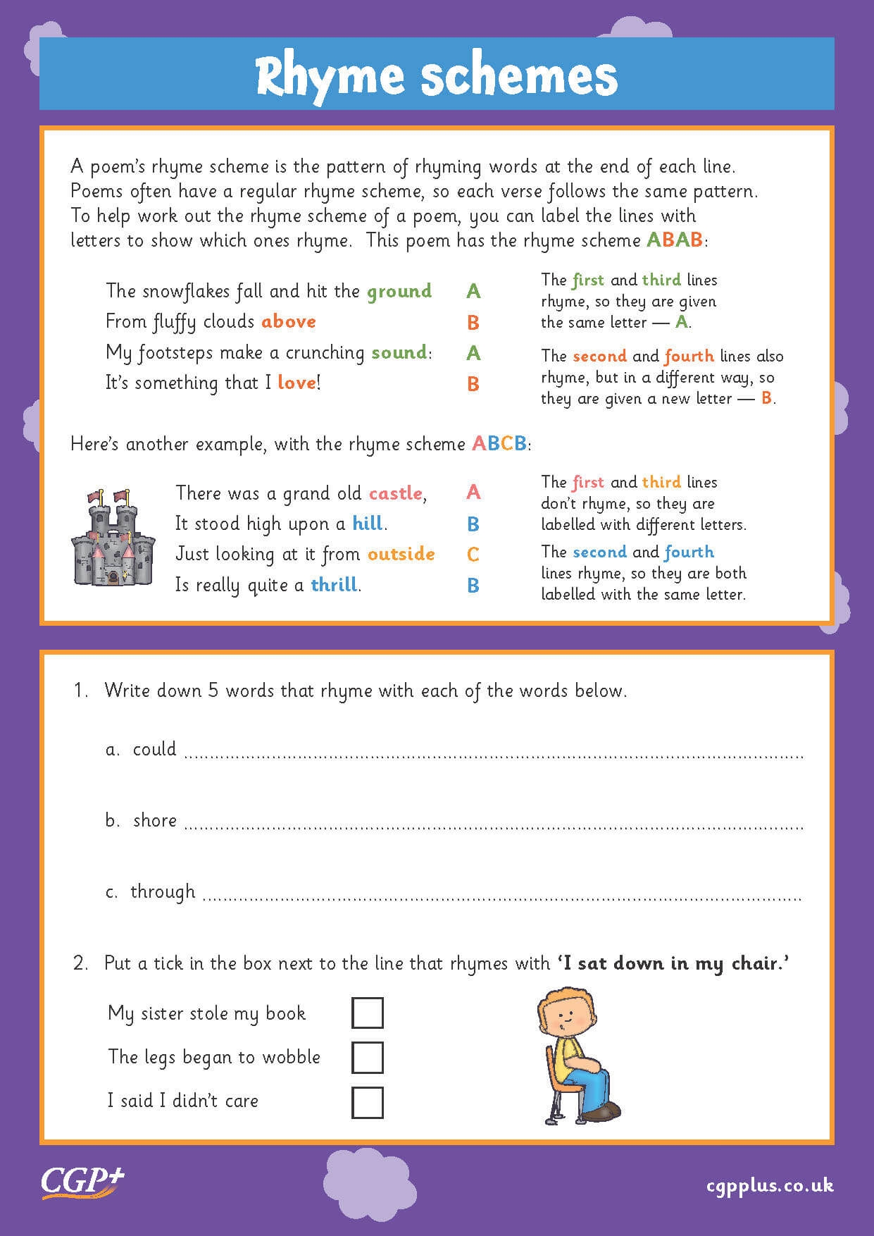 Rhyme Schemes Years 3 4 CGP Plus Worksheets Library