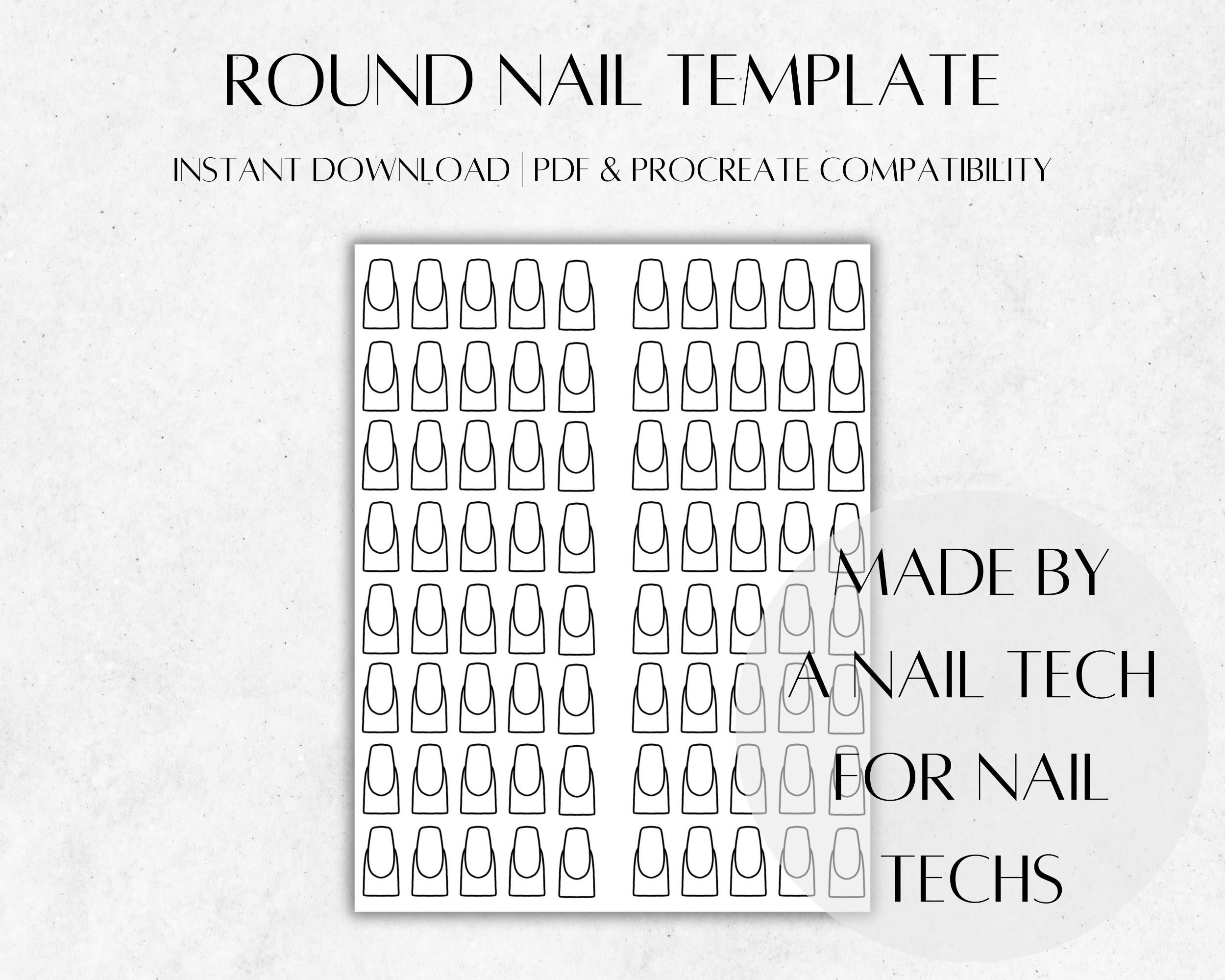 Round Nail Template Nail Design Practice Template Digital Download Nail Art Practice Printable Procreate Nail Tech Etsy