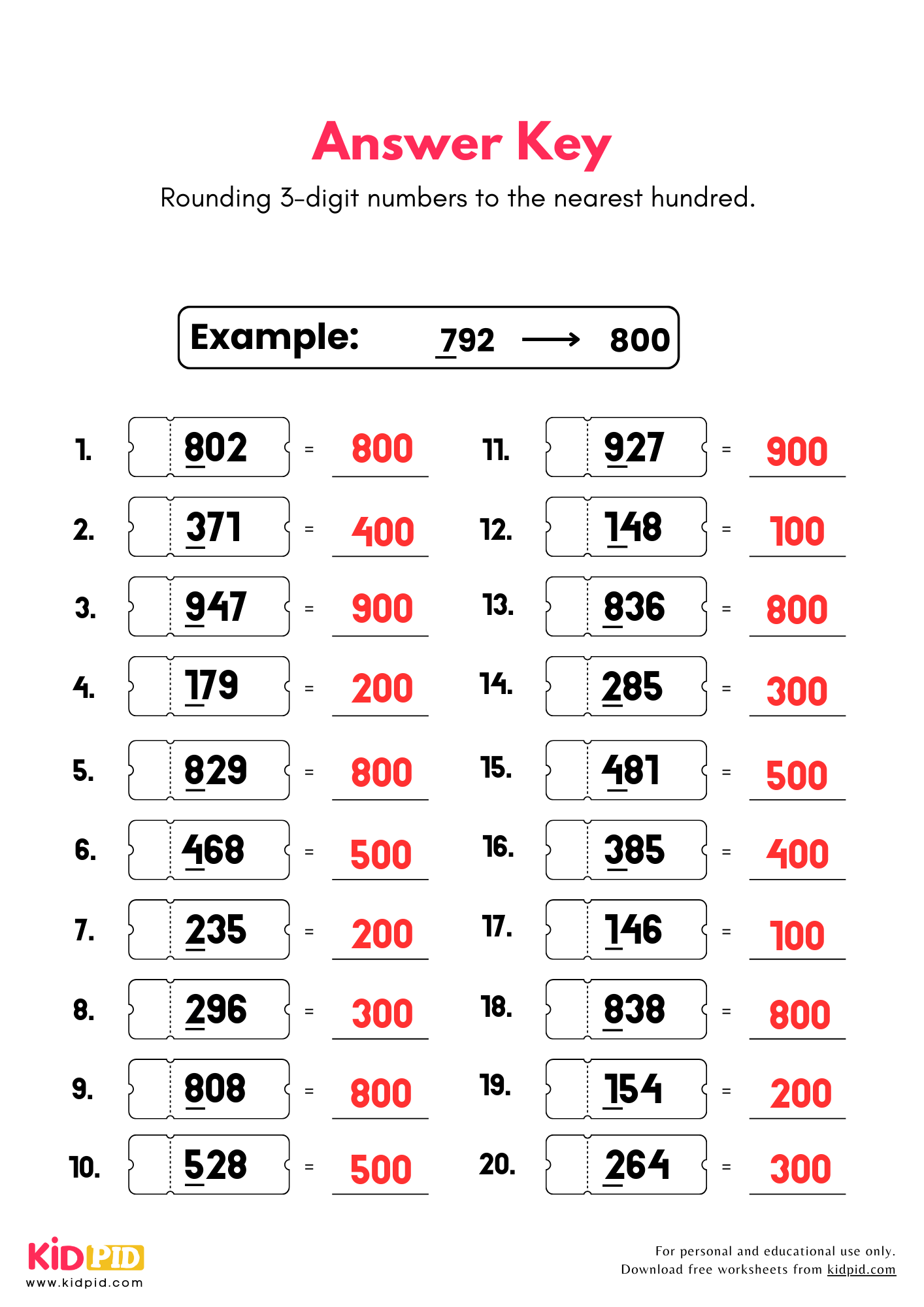Rounding 3 Digit Numbers To Nearest 100 Worksheet For Grade 3 Kidpid Rounding 3 Digit Numbers To Nearest 100 Worksheet For Grade 3 Kidpid
