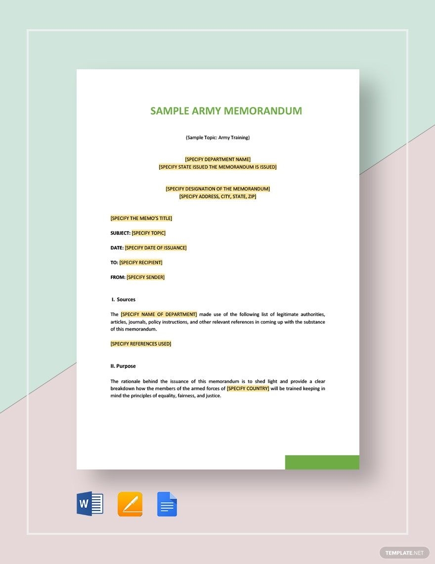 Sample Army Memo Template In Pages Word Google Docs Download Template 