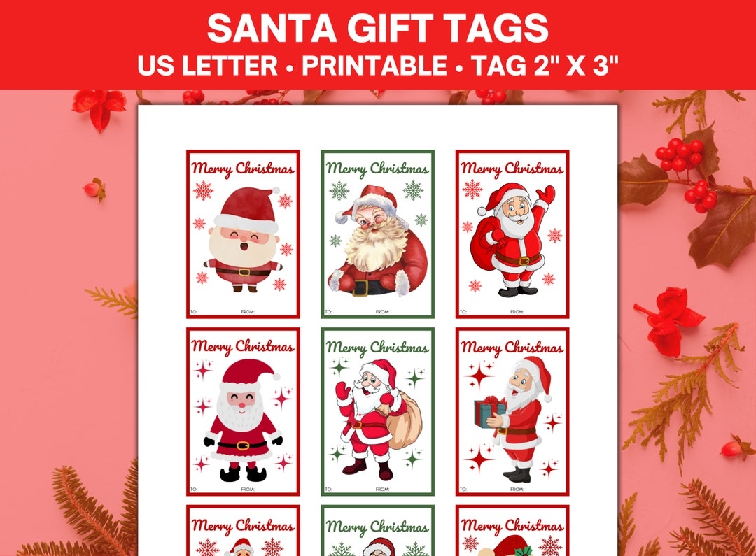 Santa Gift Tags Printable Christmas Gift Tags Merry Christmas Tags Gift Tag Pdf Christmas Secret Santa Gift Tags Secret Santa Tags Etsy