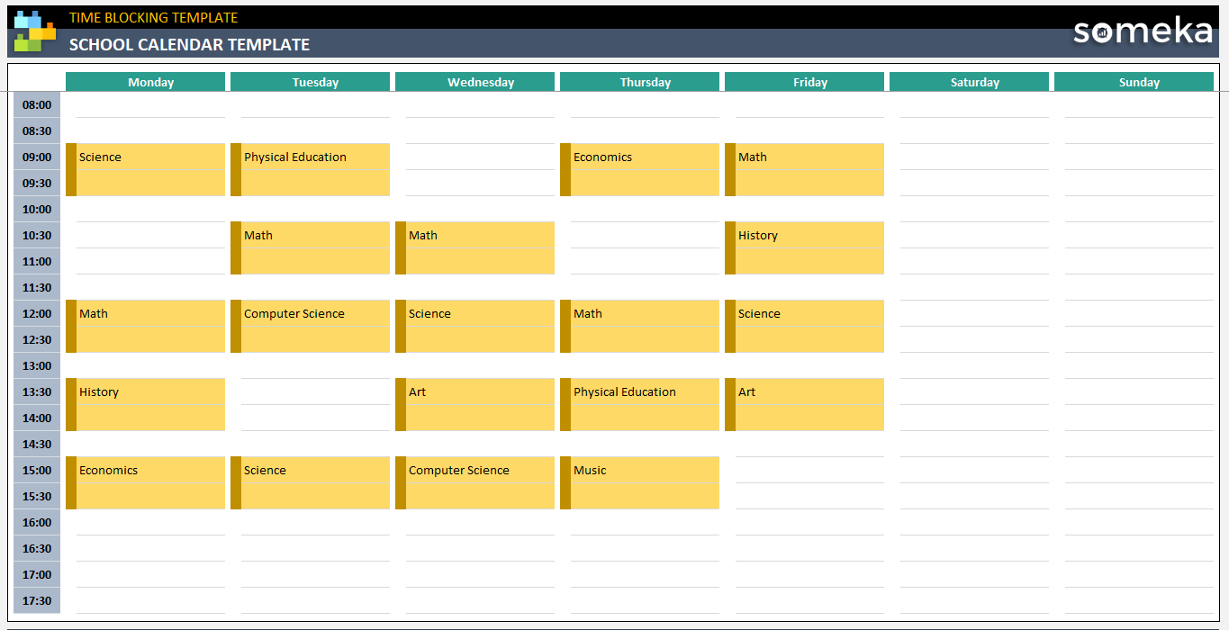 academic calendar template excel