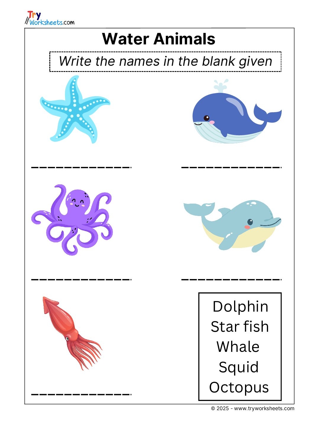Science Grade 2 Worksheet Water Animals Try Worksheets