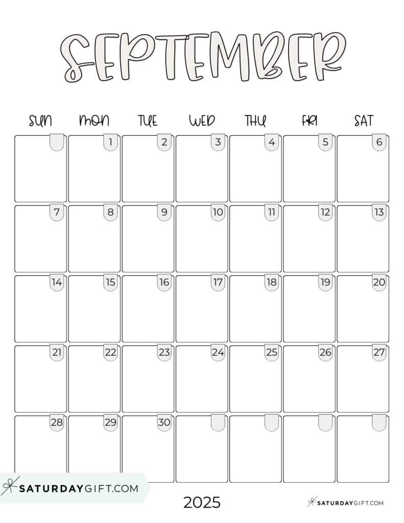 free printable calendar for september