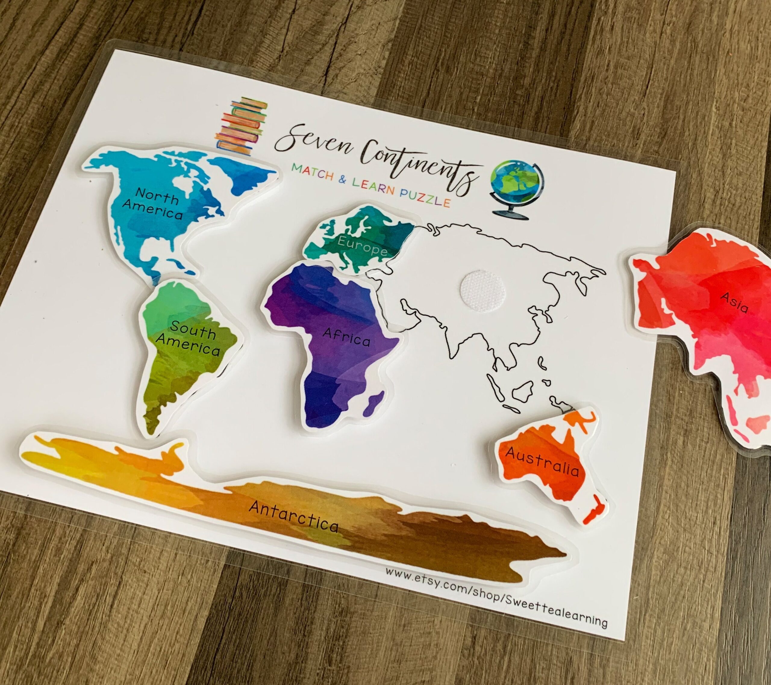 Seven Continents Puzzle Preschool Busy Book Homeschool Activities Teacher Resources Learning Game Printable World Map Etsy