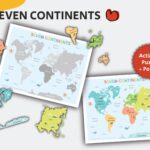 Seven Continents Puzzle Printable World Map World Continents Educational Poster Learning Chart Homeschool Activity Instant Download Etsy