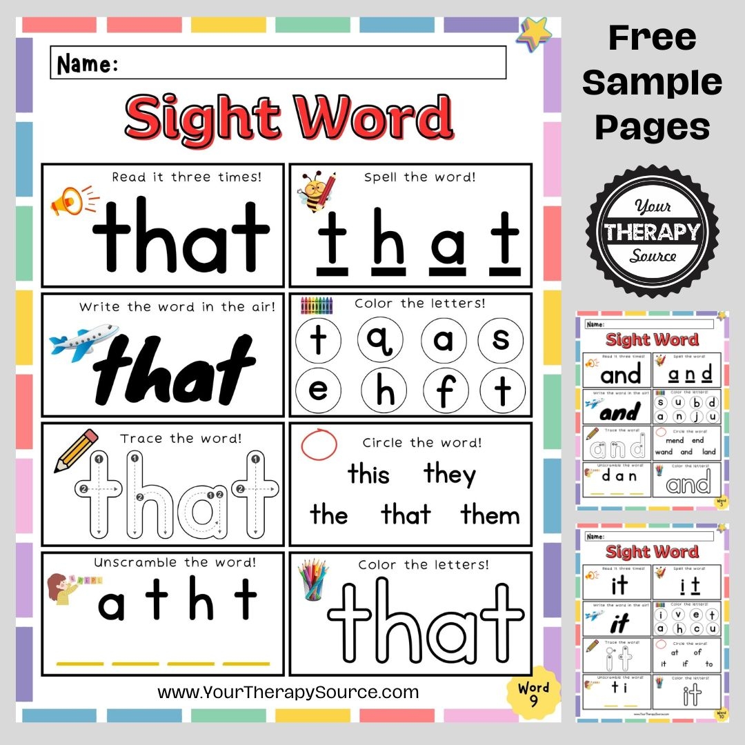 free sight words printables