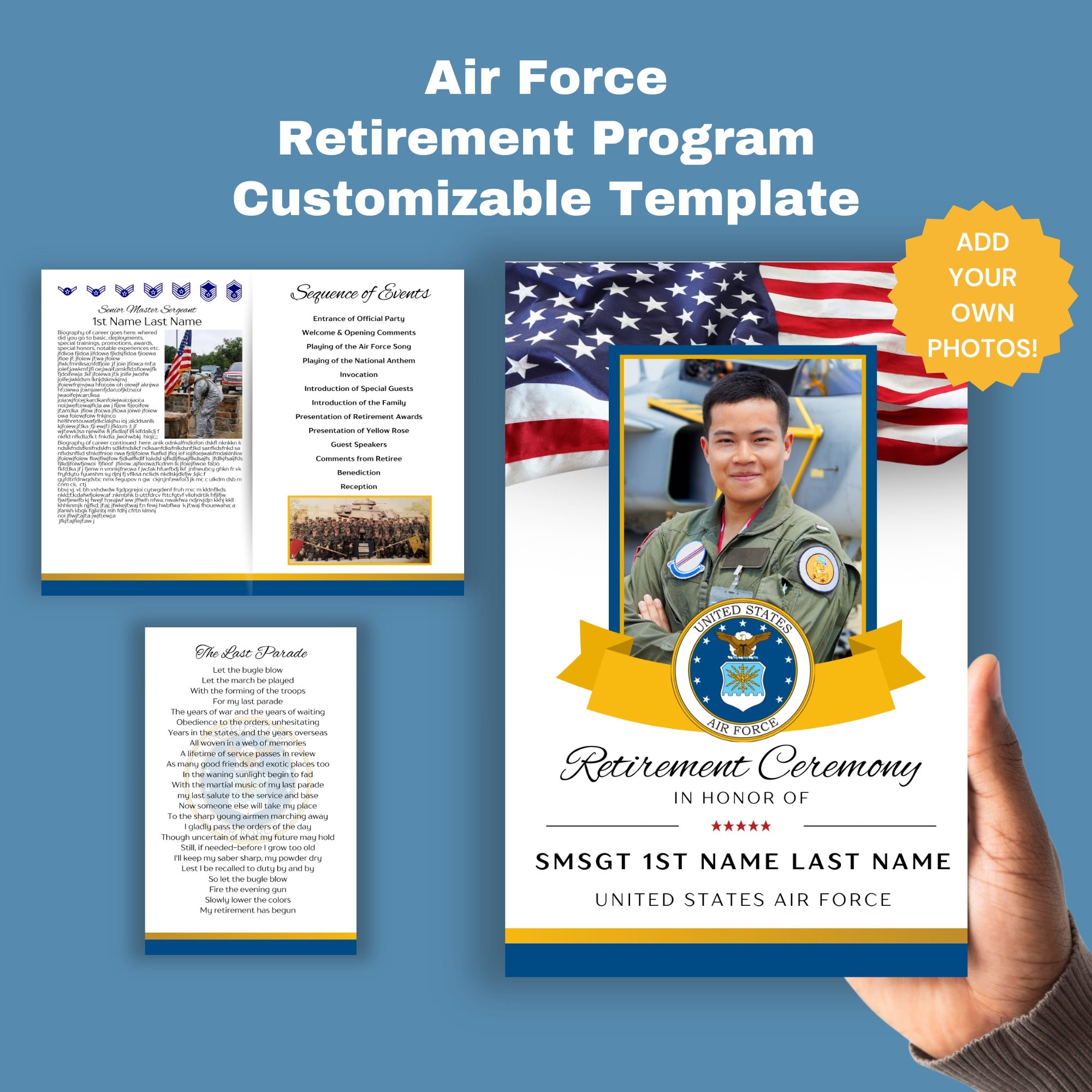 Smsgt Air Force Retirement Ceremony Program Canva Template Retirement Party Celebration Military Retirement Army Navy Marine Coast Guard Etsy Smsgt Air Force Retirement Ceremony Program Canva Template Retirement Party Celebration Military Retirement Army Navy Marine Coast Guard Etsy