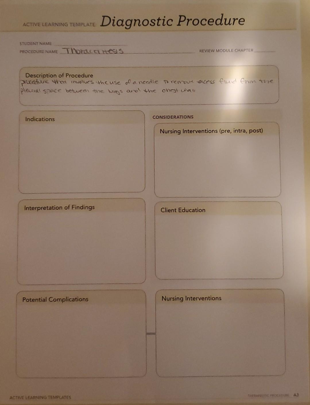 Solved ACTIVE LEARNING TEMPLATE Diagnostic Procedure STUDENT Chegg