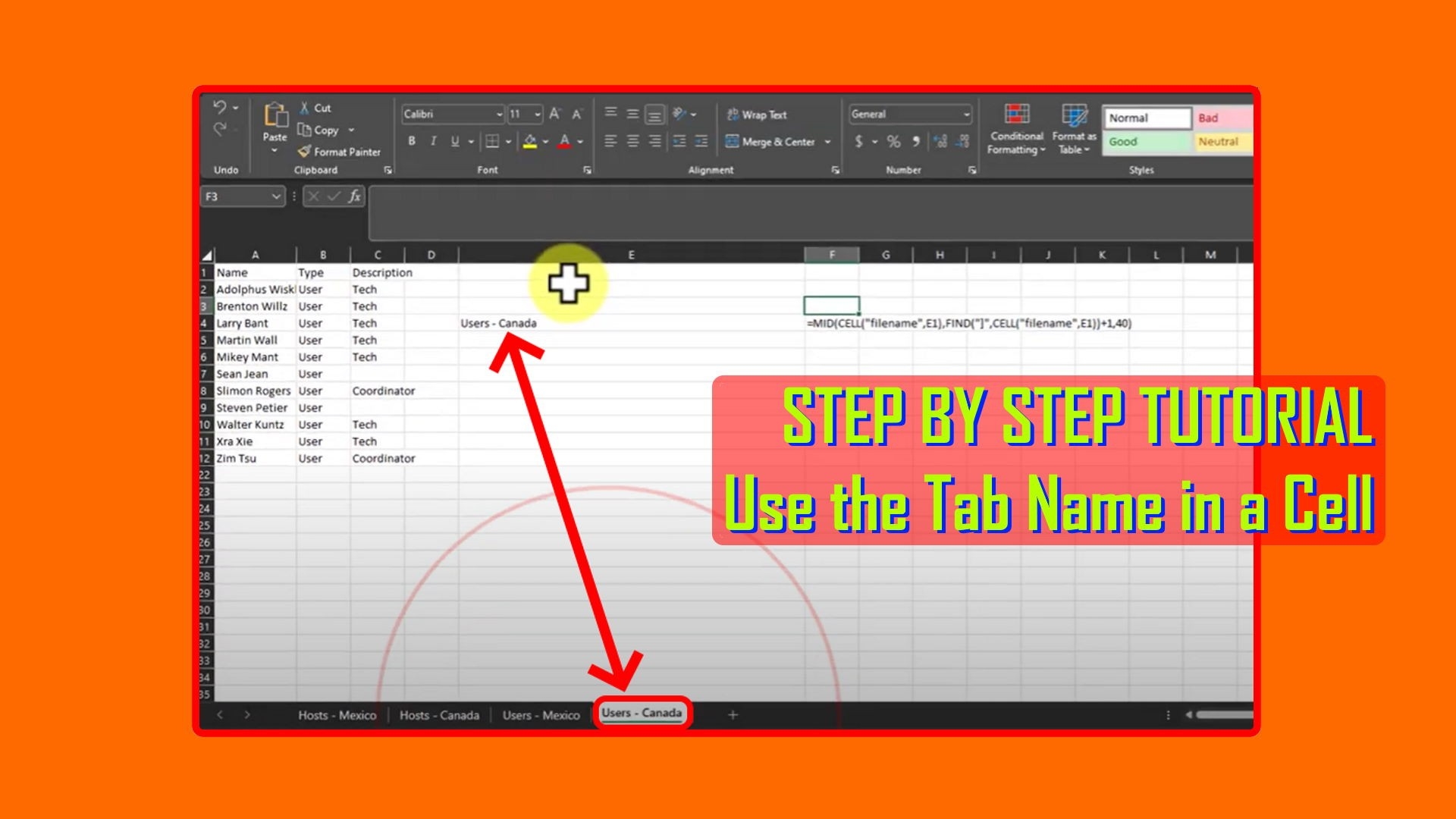 SOLVED VIDEO Return Sheet Name Into A Cell Excel Formula Up Running Inc Tech How To s