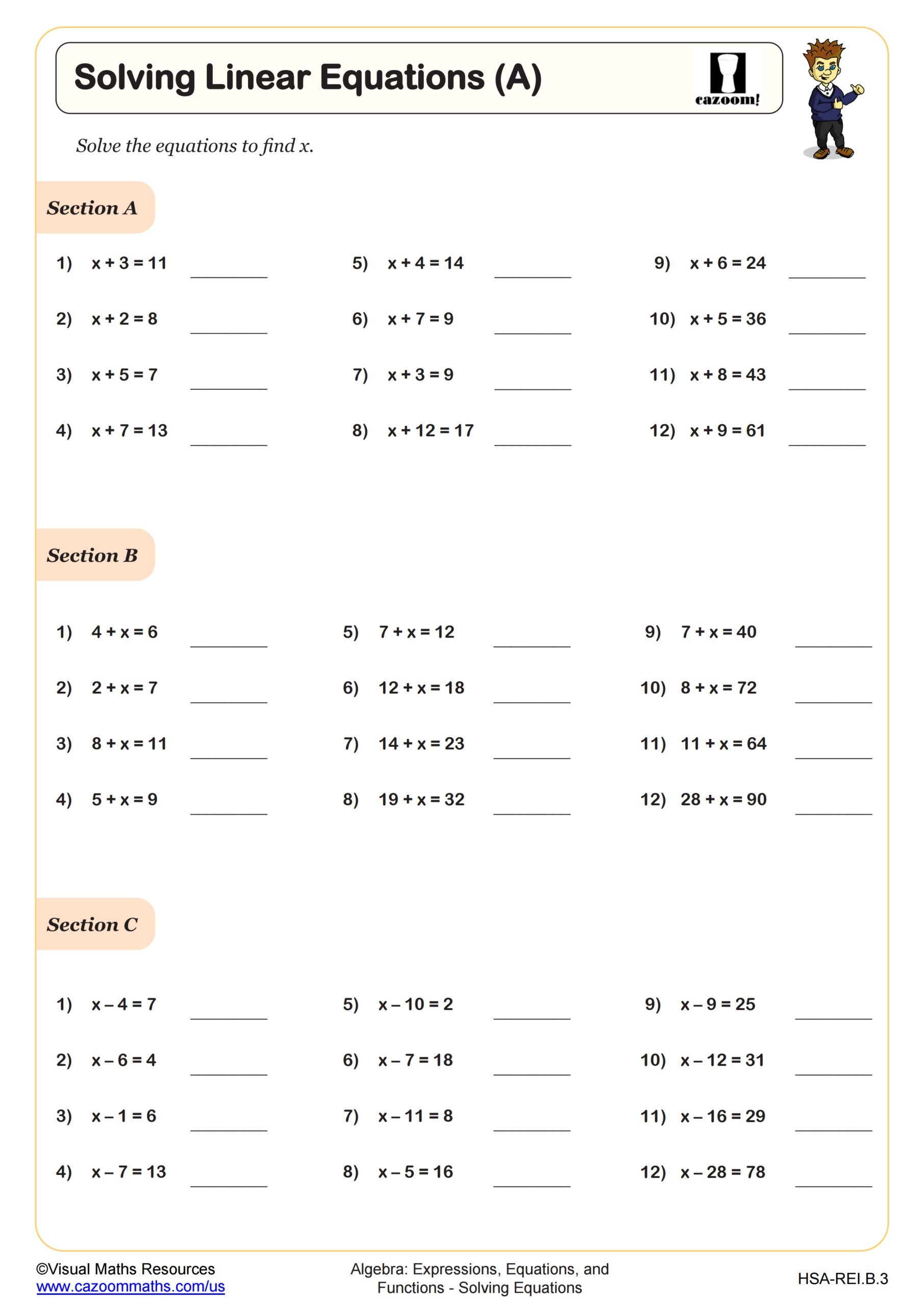 Solving Linear Equations A Worksheet Algebra I PDF Worksheets Solving Linear Equations A Worksheet Algebra I PDF Worksheets