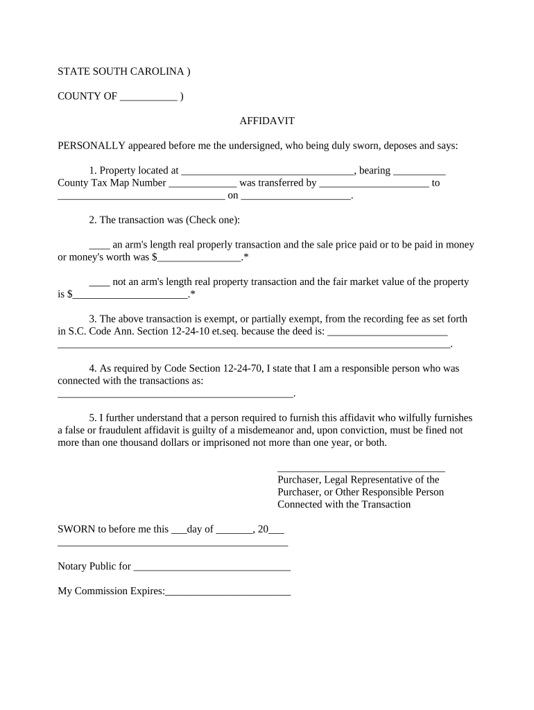 South Carolina Affidavit Form Fill Out Sign Online DocHub