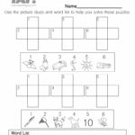 Spelling Crossword Puzzle Worksheet For 1st Grade Free Printable