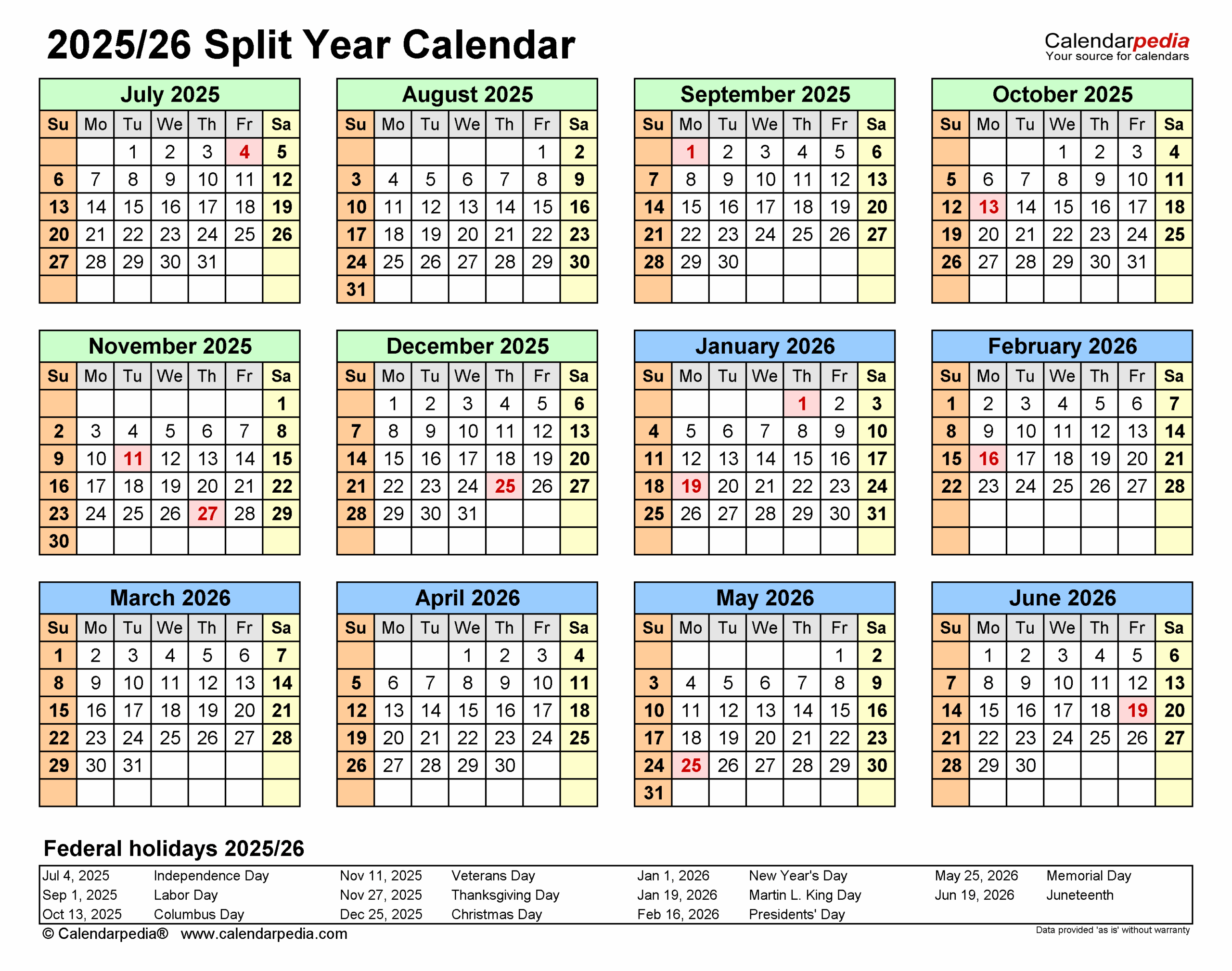 printable blank calendar 2025 26