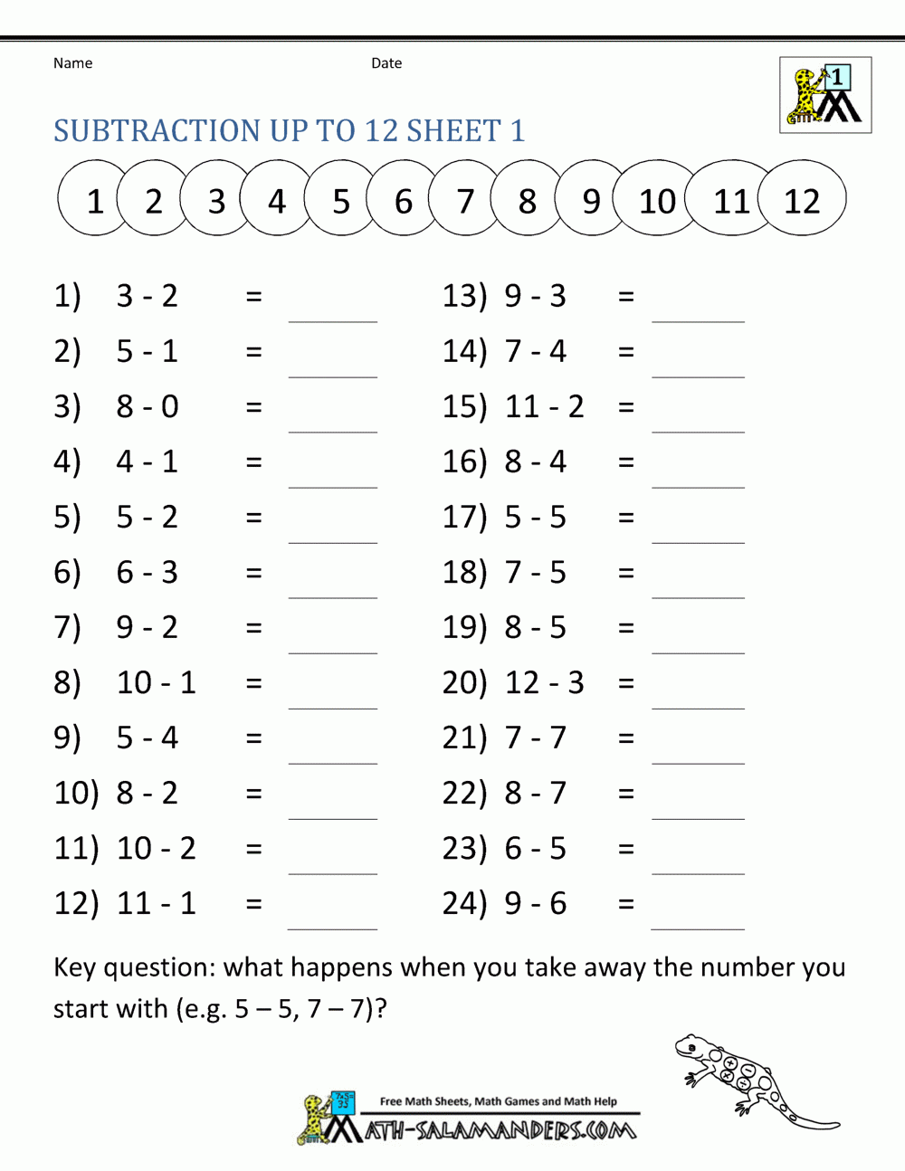 Subtraction Facts Worksheets 1st Grade Subtraction Facts Worksheets 1st Grade