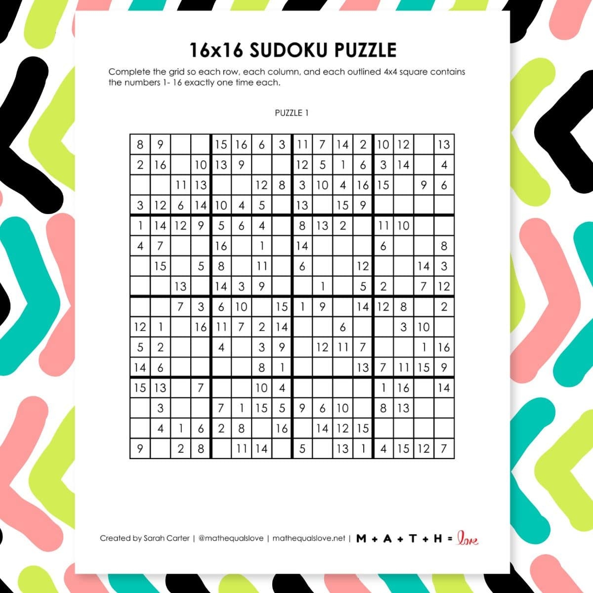 Sudoku Math Love