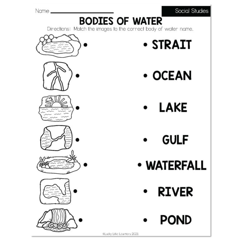 Summer Early Finishers 2nd Grade Social Studies Bodies Of Water Lucky Little Learners