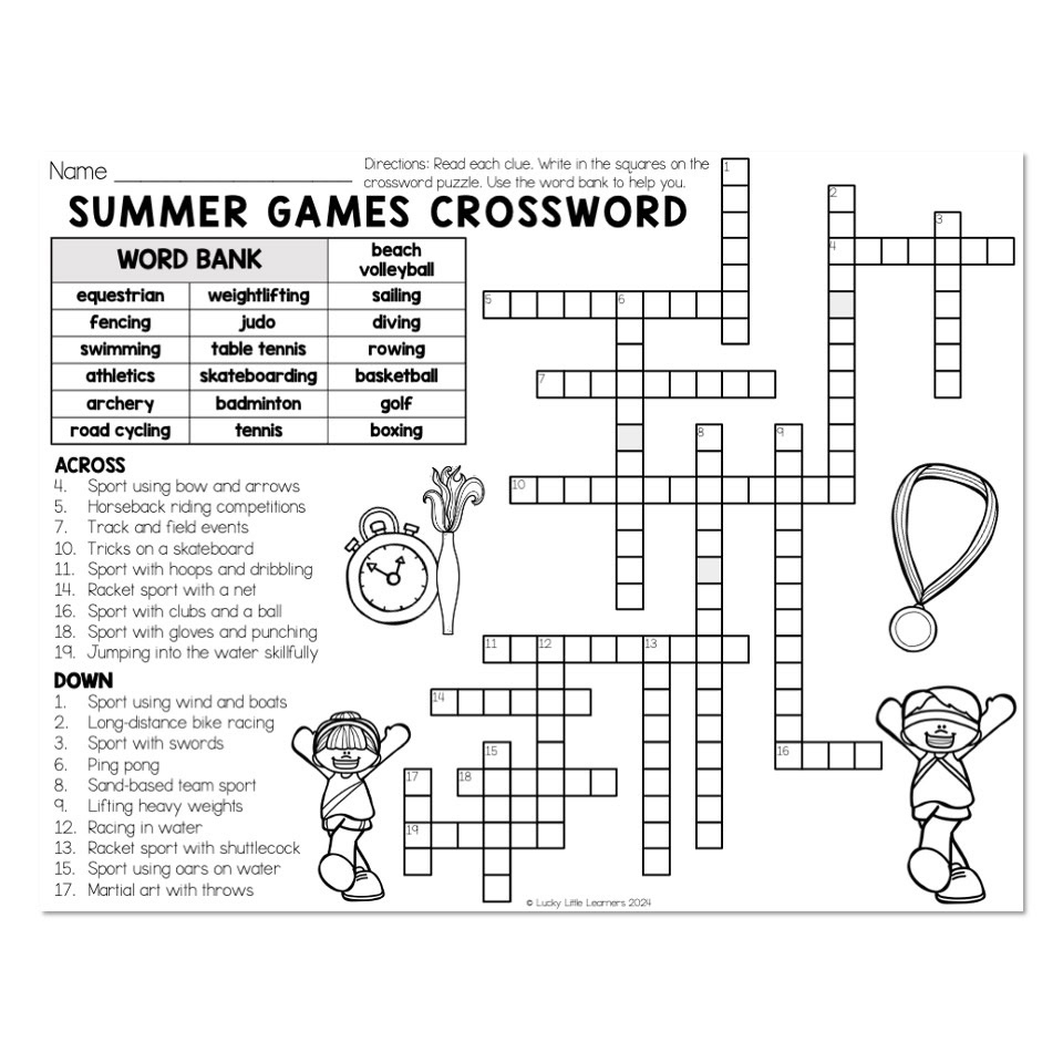 vocabulary crossword puzzle printable