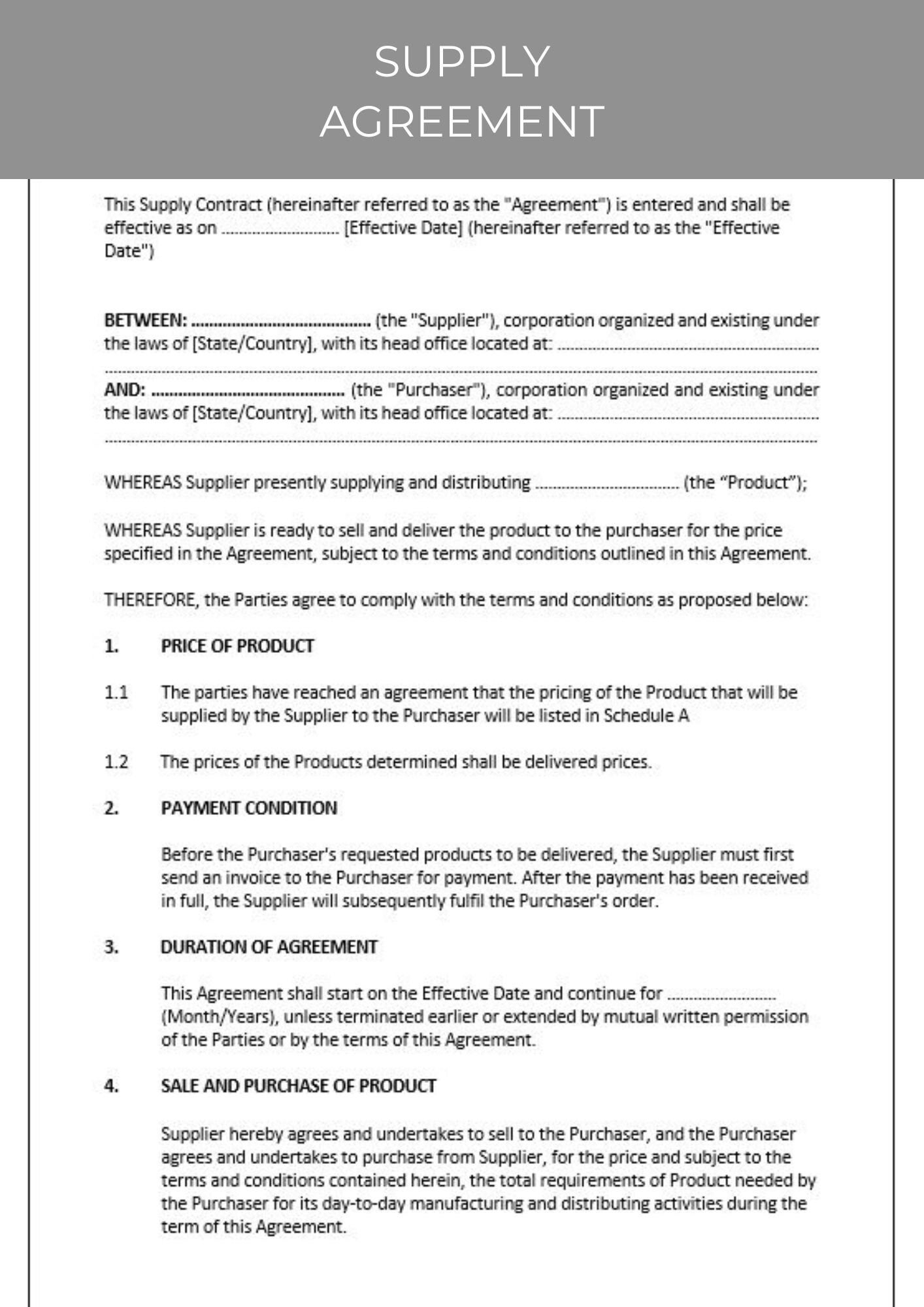 agreement to supply goods template