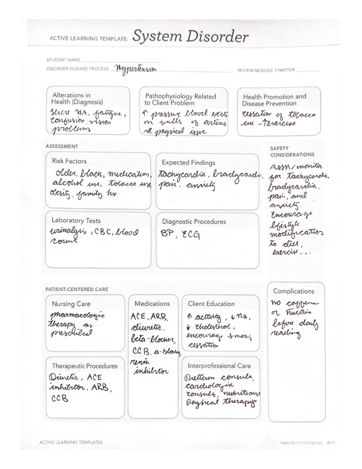 System Disorder Ati ACTIVE LEARNING TEMPLATE System Disorder STUDENT NAME PROCESS Hypertension Studocu