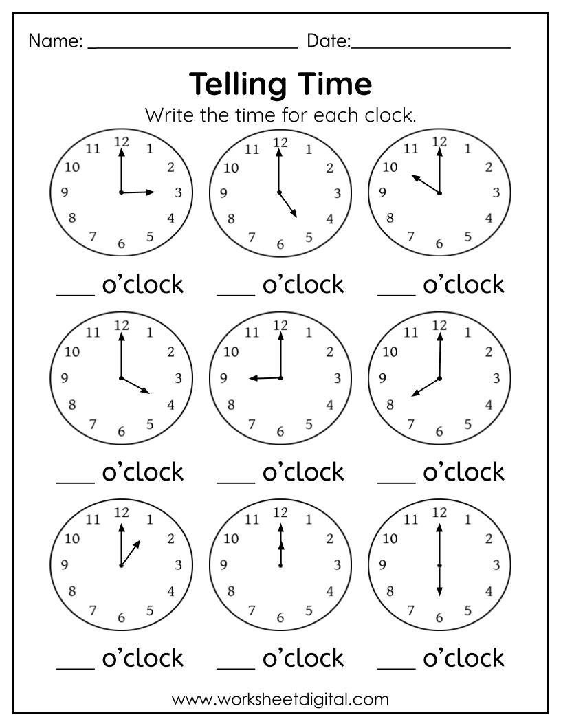 Telling Time To The Hour Worksheet Kindergarten First Grade Worksheet Learn To Tell The Time In Digital Analog Clock Homework Practice Etsy Telling Time To The Hour Worksheet Kindergarten First Grade Worksheet Learn To Tell The Time In Digital Analog Clock Homework Practice Etsy