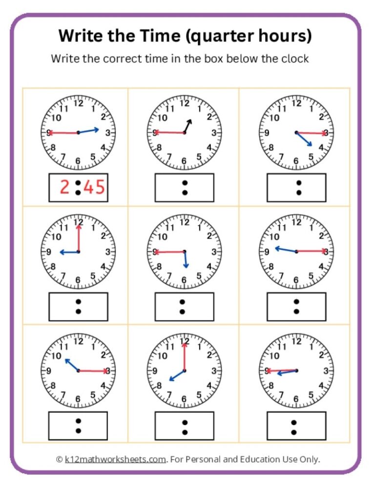 Telling Time Worksheets