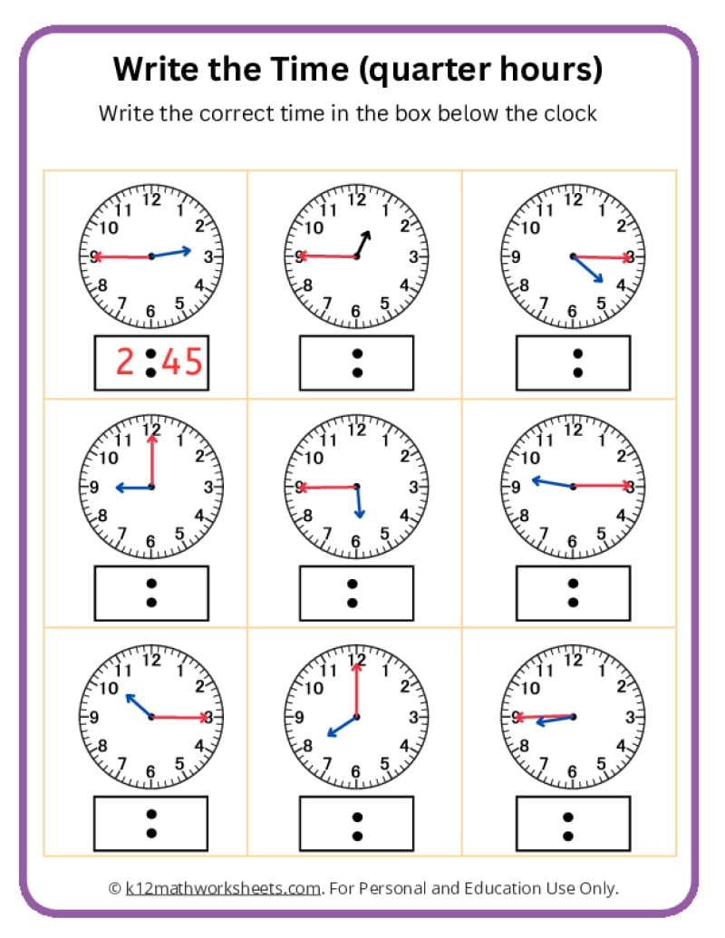 Telling Time Worksheets