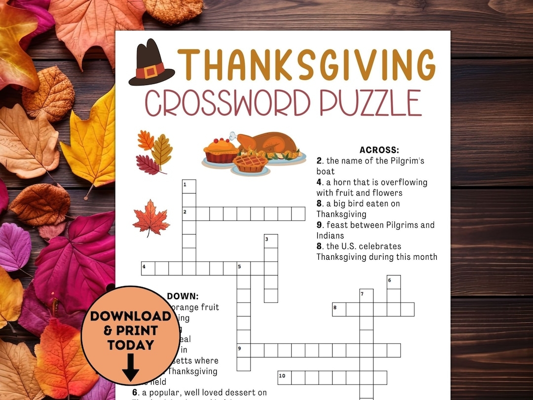 printable crossword puzzles for thanksgiving