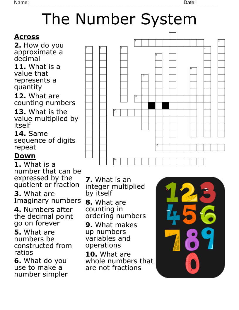 The Number System Crossword WordMint The Number System Crossword WordMint