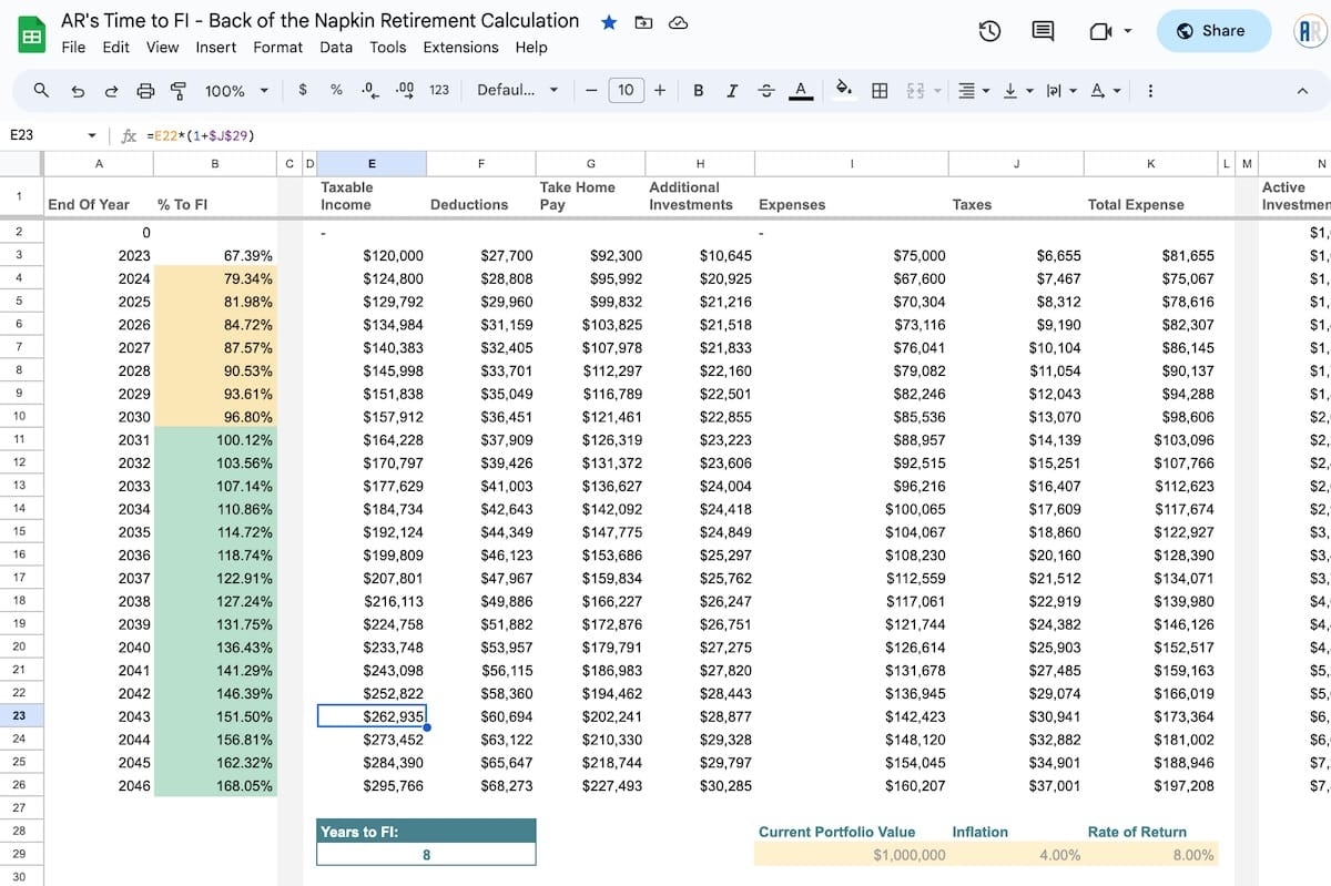 Time To FIRE Spreadsheet 2025 Template For Google Sheets Excel 