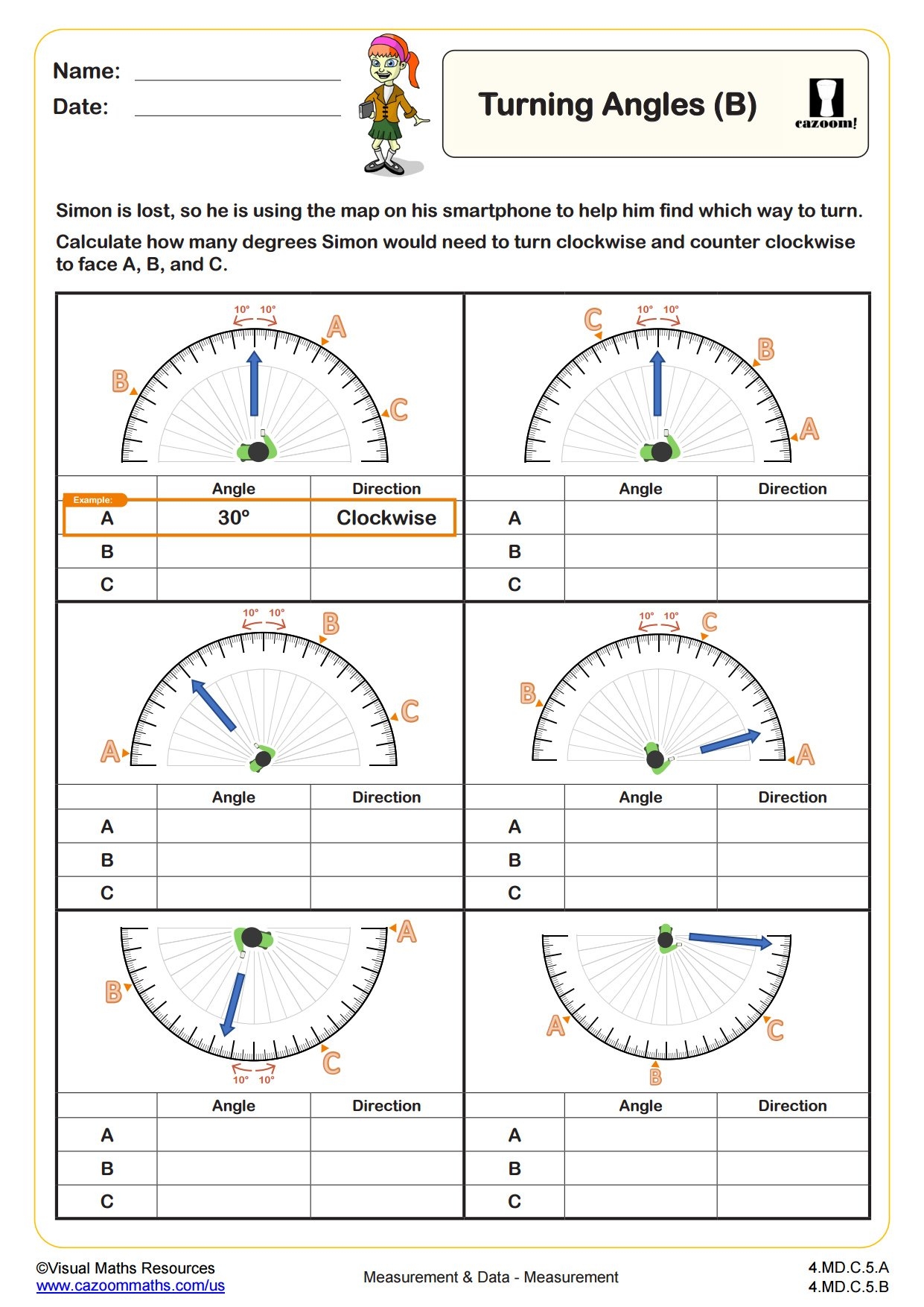Turning Angles B Fun And Engaging 4th Grade PDF Worksheets Turning Angles B Fun And Engaging 4th Grade PDF Worksheets
