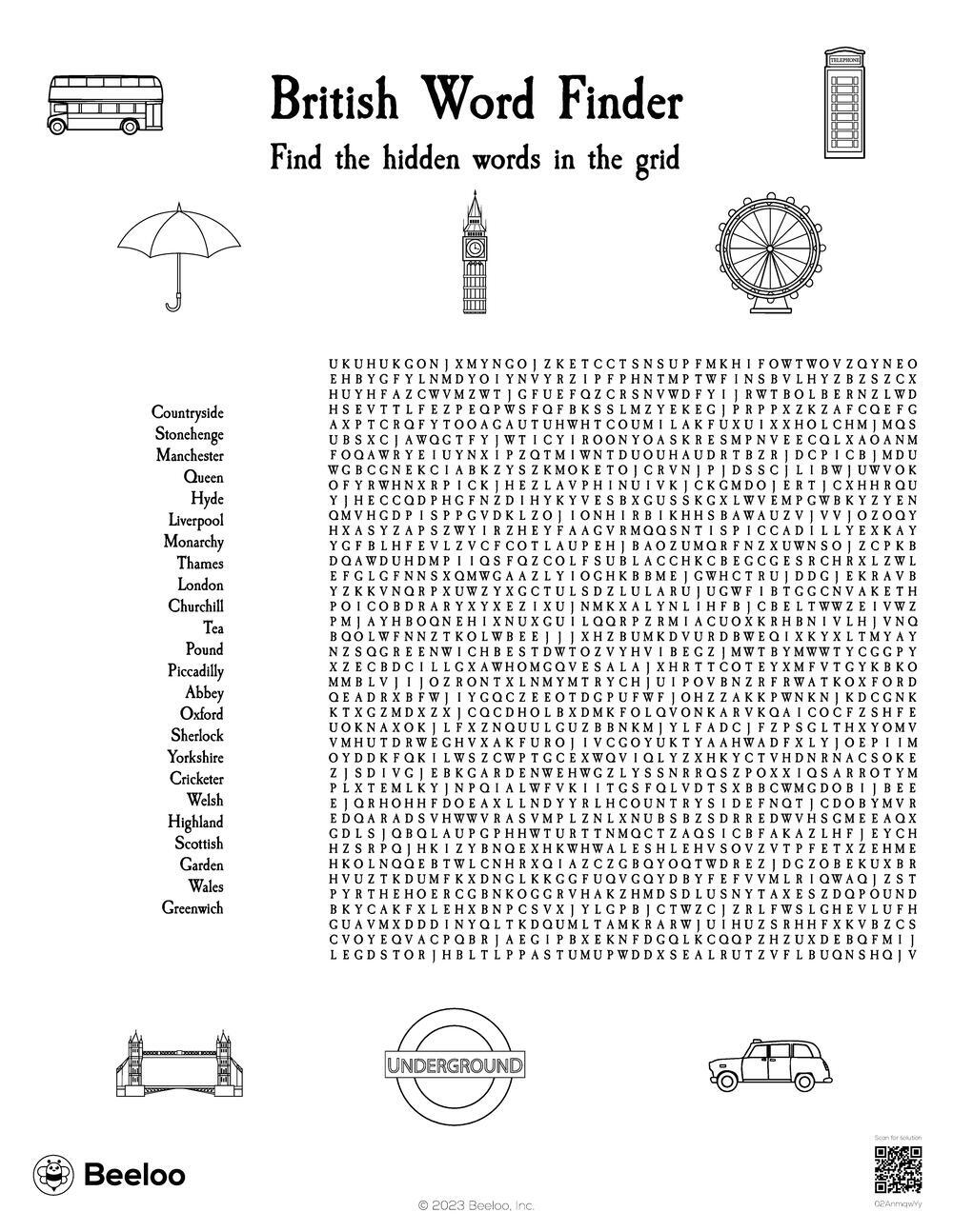 United Kingdom themed Word Searches Beeloo Printable Crafts And Activities For Kids