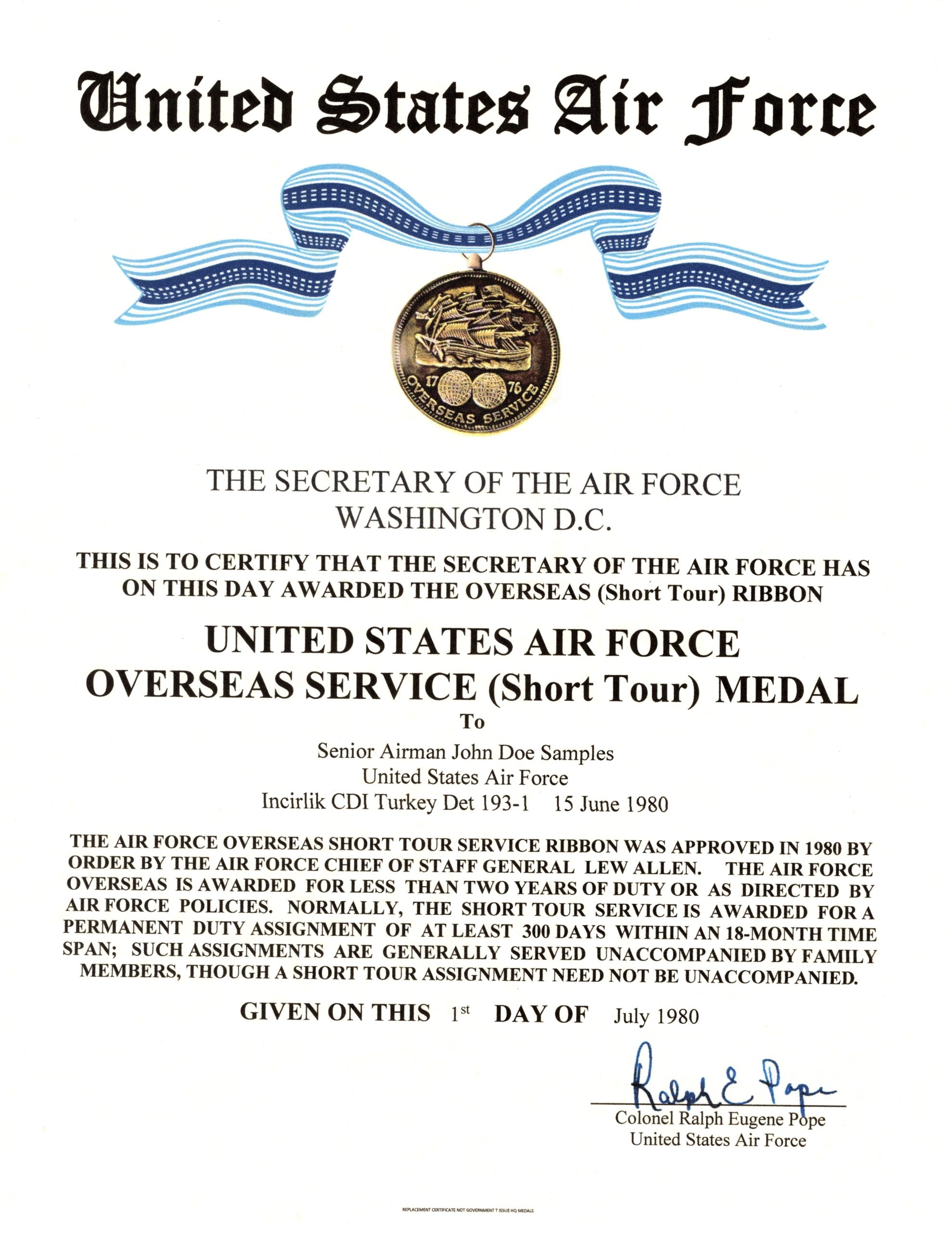 air force commendation medal template