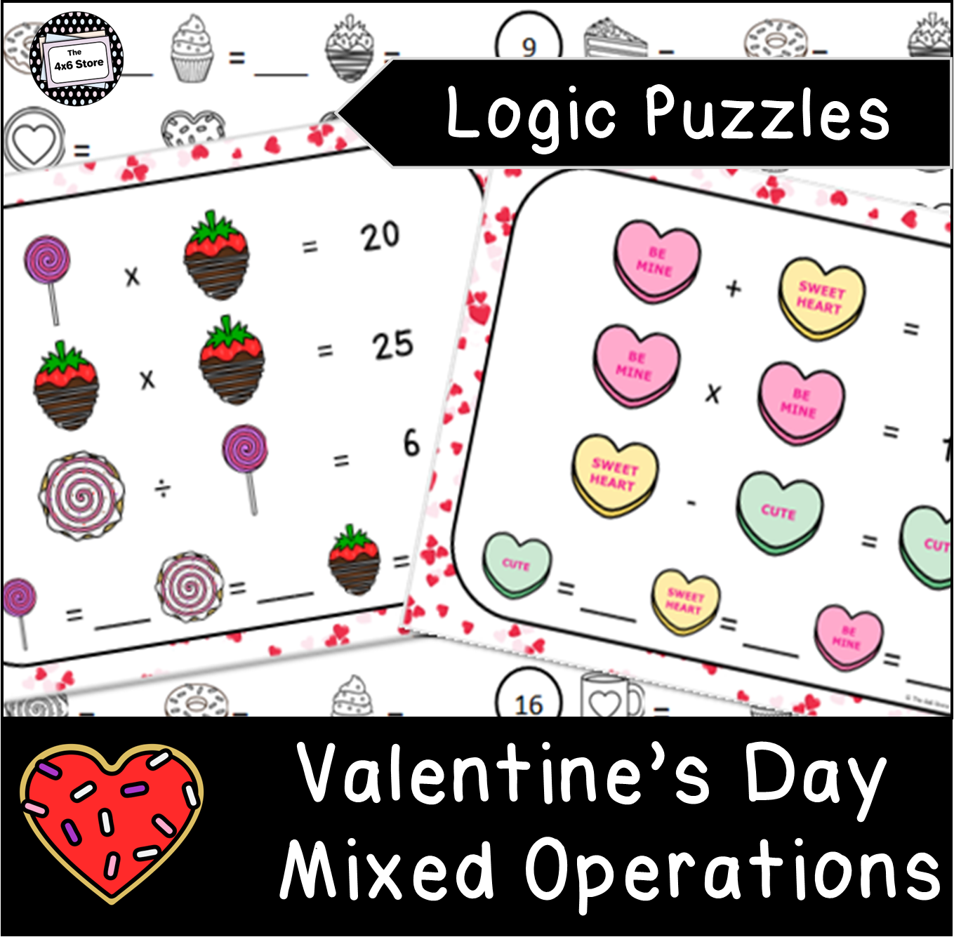 Valentine s Day Mixed Operations Logic Puzzle The 4x6 Store