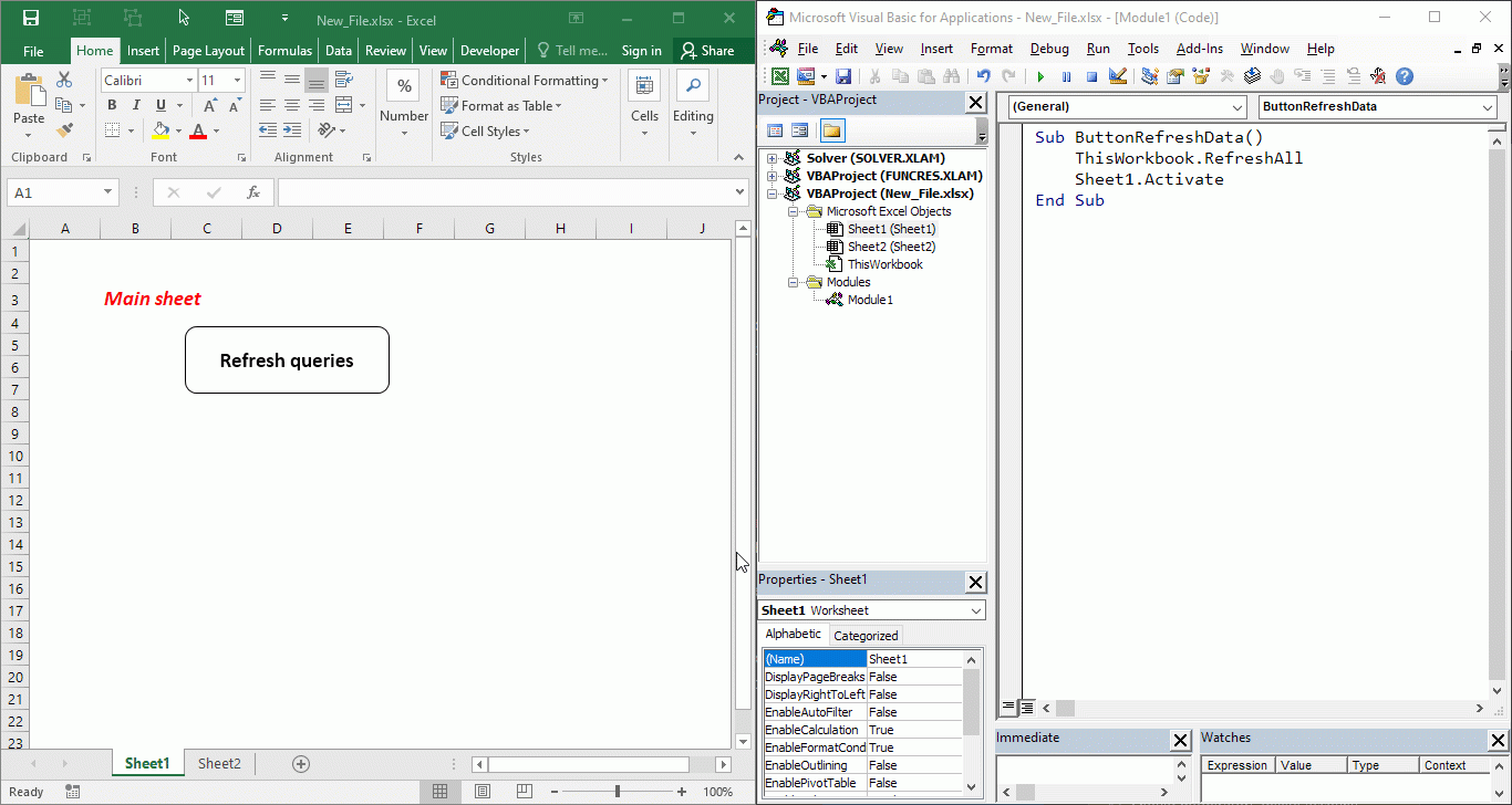 Vba How To Stop Excel From Changing The Active Sheet After Refresh All Stack Overflow