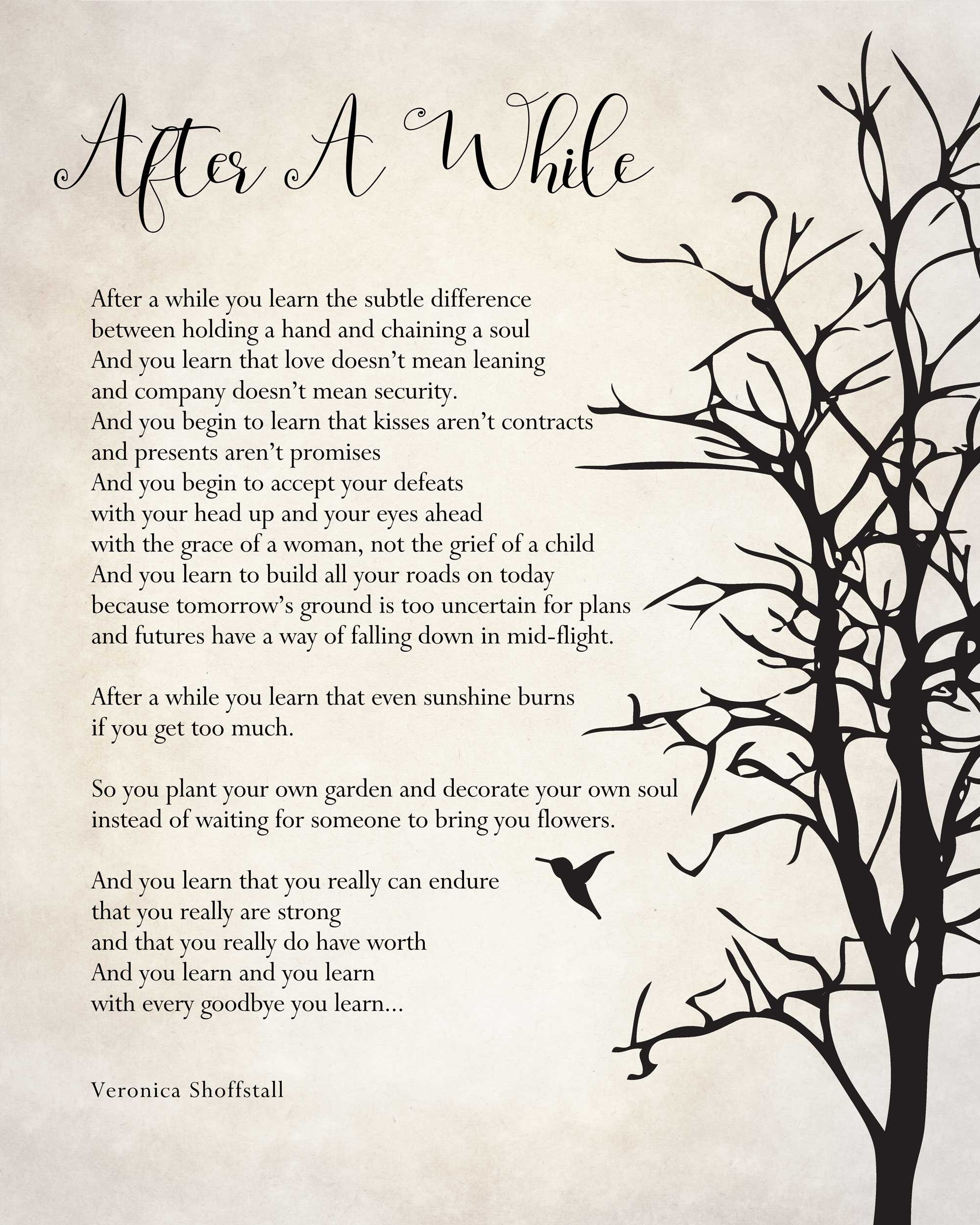 Veronica Shoffstall Love Poem Art Print After A While Poem Poster Minimalist Modern Wall Art Etsy