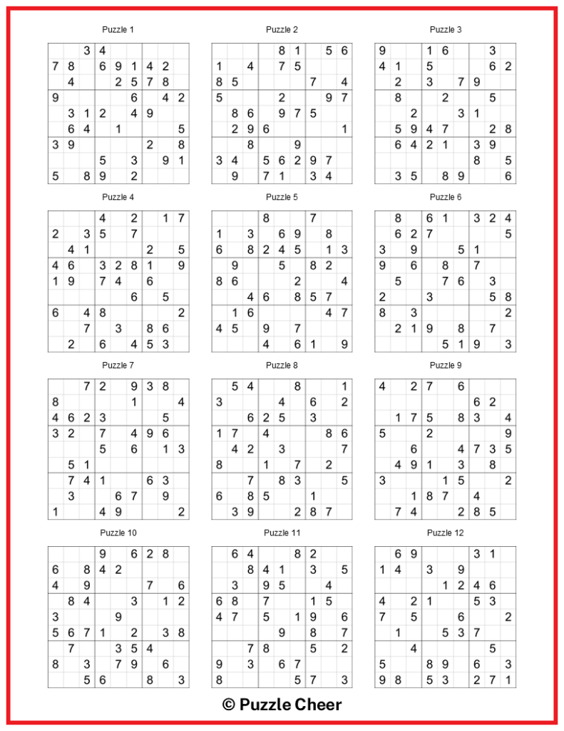 free printable sudoku 6 per page